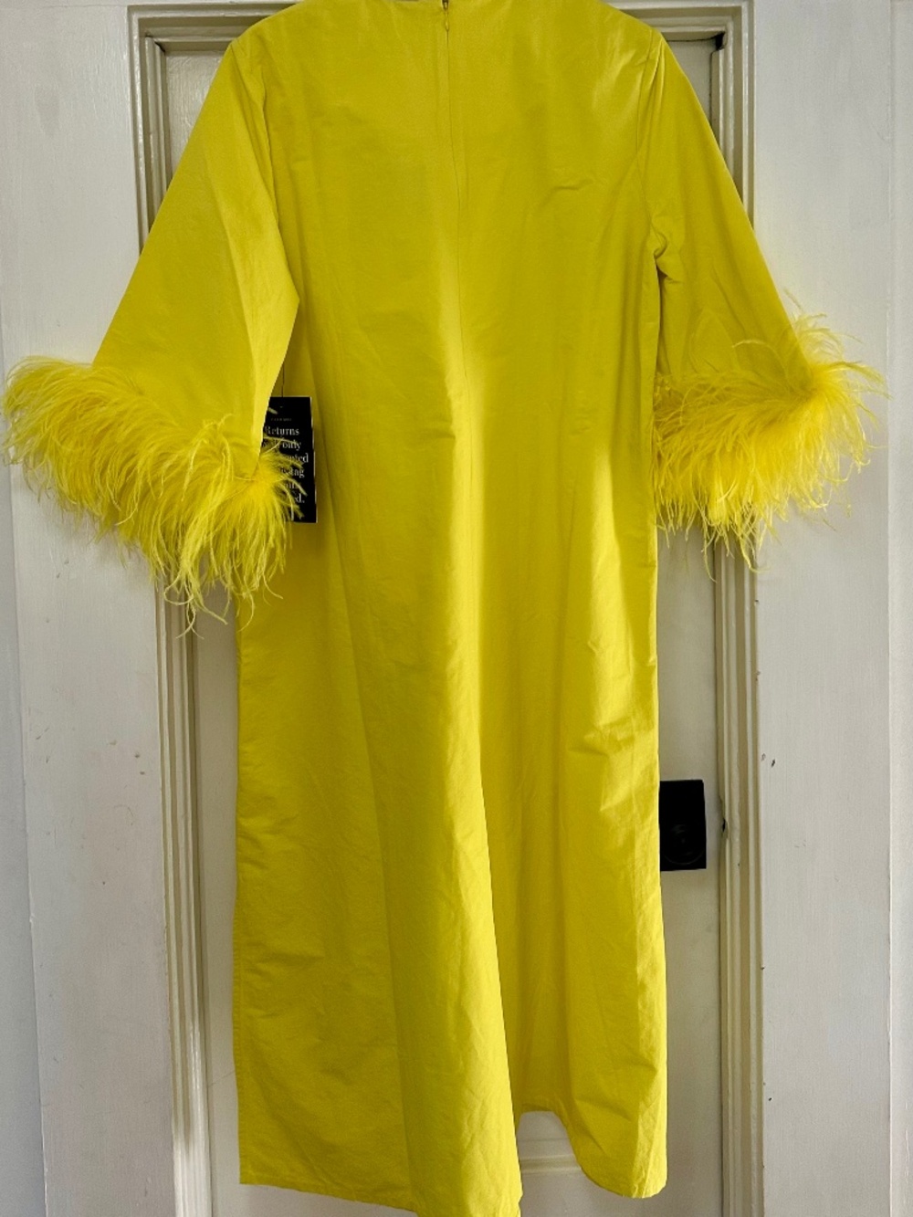Tuckernuck Midi Dress Yellow, feather sleeves